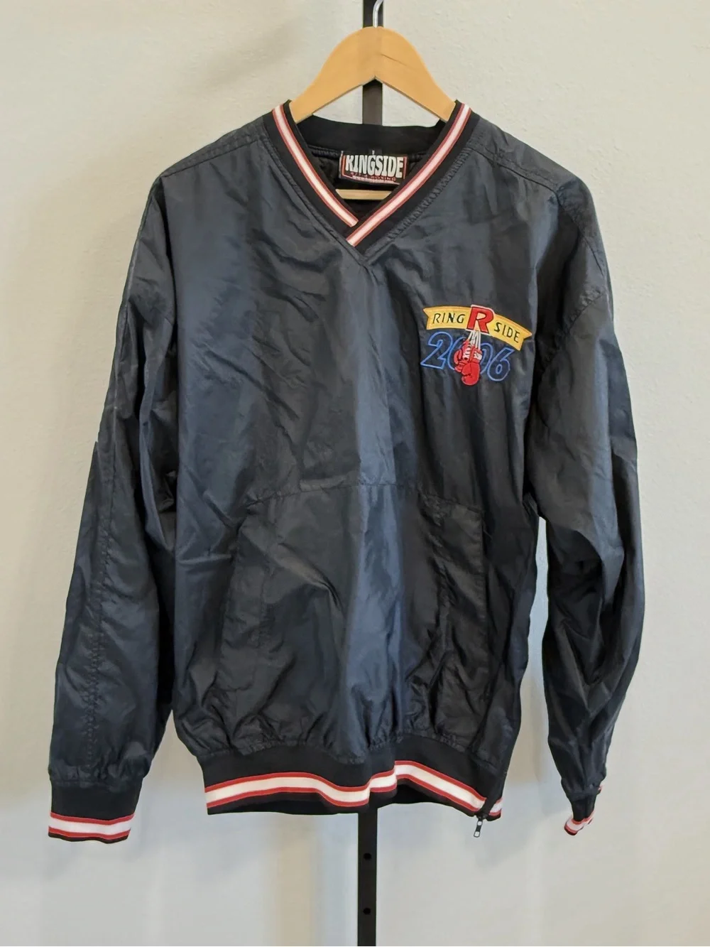 Vintage Ringside Men's Black Pullover Windbreaker Boxing Police Hoses Blokecore